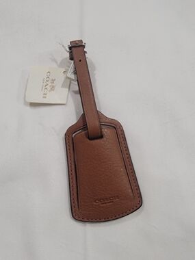 Coach Brown Leather Travel Luggage Tag with Strap